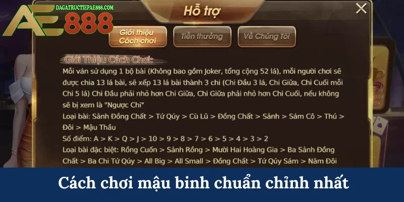 Cách chơi mậu binh - AE888 cập nhật quy luật chuẩn 5 Cách chơi mậu binh chuẩn chỉnh nhất