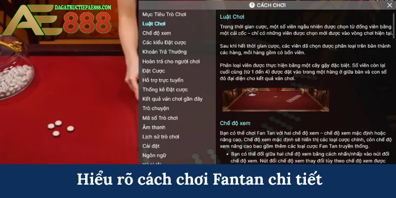 Cách chơi Fantan AE888 - Nắm luật cơ bản, nhận thưởng ngay 5 Hiểu rõ cách chơi Fantan chi tiết