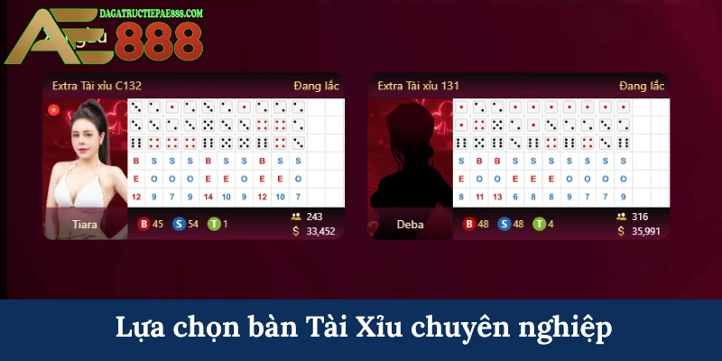 Cách chơi Tài Xỉu AE888 - Bí kíp từ cơ bản đến nâng cao 7 Lựa chọn bàn Tài Xỉu chuyên nghiệp