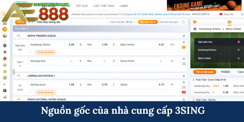 3SING - Sảnh chơi cá cược thể thao uy tín hàng đầu AE888 5 Nguồn gốc của nhà cung cấp 3SING