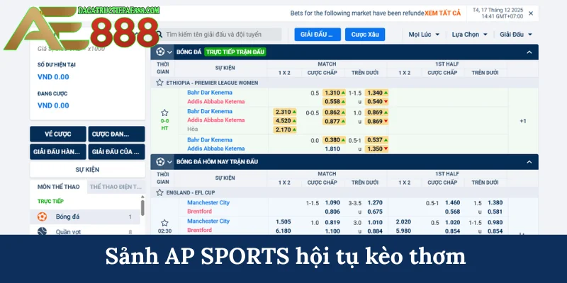 AP SPORTS - Bùng nổ đam mê cá độ thể thao tại AE888 5 Sảnh AP SPORTS hội tụ kèo thơm