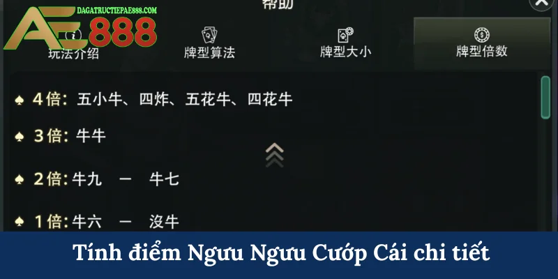 Ngưu Ngưu Cướp Cái - Bá chủ bàn đấu, cơ hội kiếm tiền lớn 5 Tính điểm Ngưu Ngưu Cướp Cái chi tiết