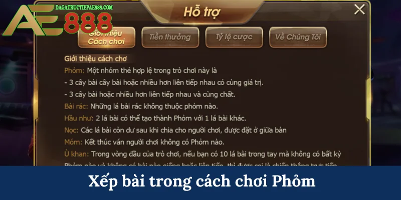 Cách chơi Phỏm AE888 - Tính toán cẩn thận, ù ngay lập tức 5 Xếp bài trong cách chơi Phỏm