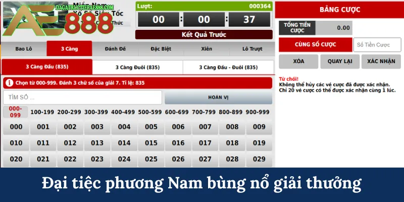 Xổ số 3 miền - Vận may tài lộc đang chờ đón bạn tại AE888 7 Đại tiệc phương Nam bùng nổ giải thưởng
