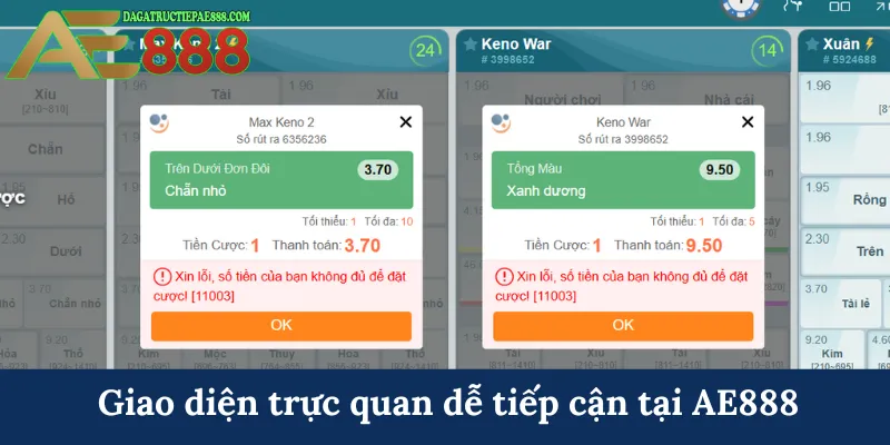 Keno - Hình thức tham gia cá cược thịnh hành tại ae888 8 Giao diện trực quan dễ tiếp cận tại AE888